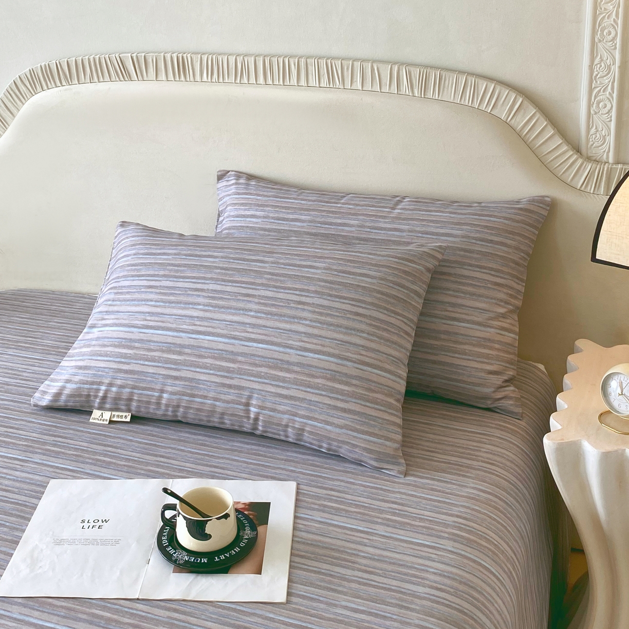 91家纺网 家纺一手货源 找家纺 春皖家纺 2026春夏新品简约款老粗布系列枕套单品单枕套 枕套单件 知一Y