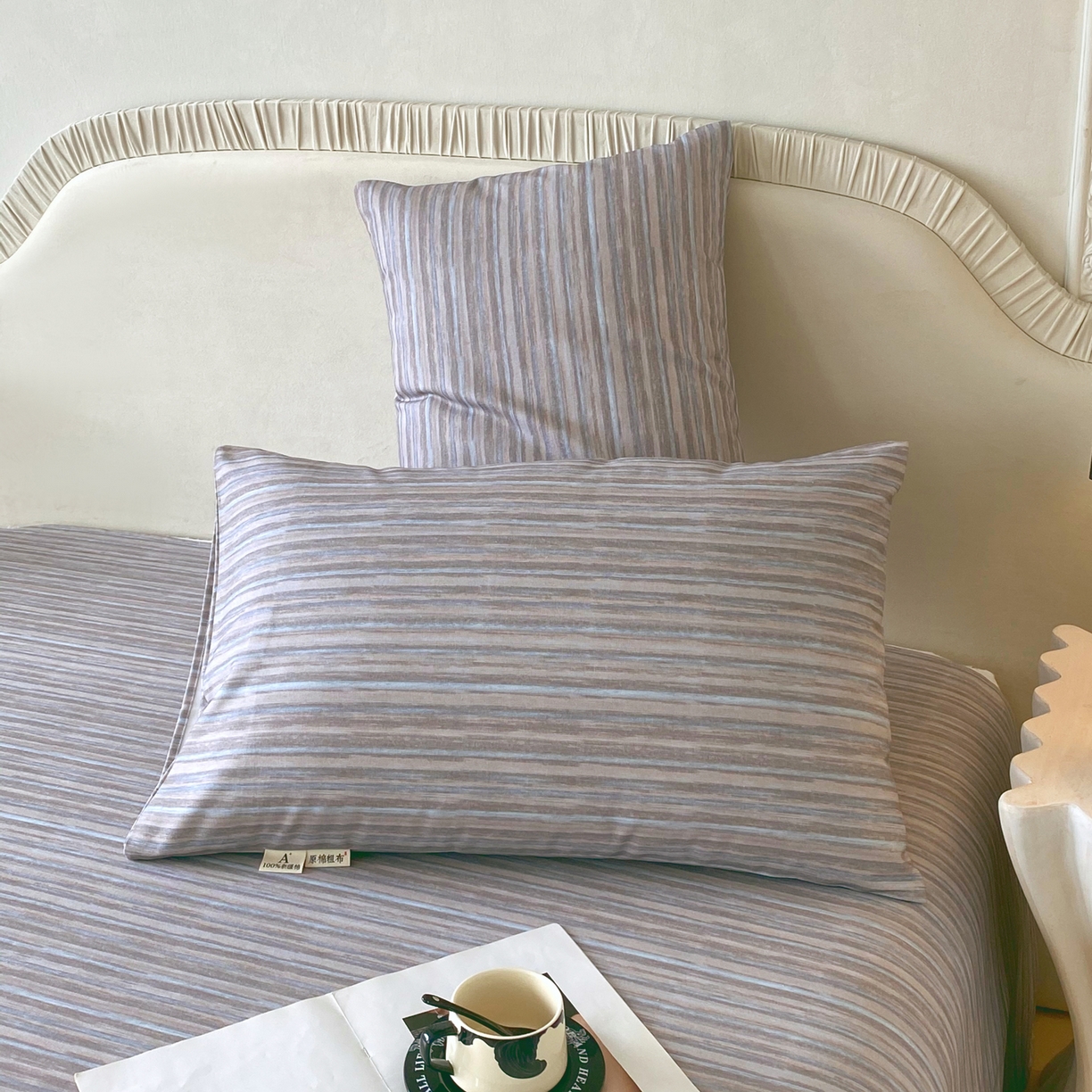 91家纺网 家纺一手货源 找家纺 春皖家纺 2026春夏新品简约款老粗布系列枕套单品单枕套 枕套单件 知一Y