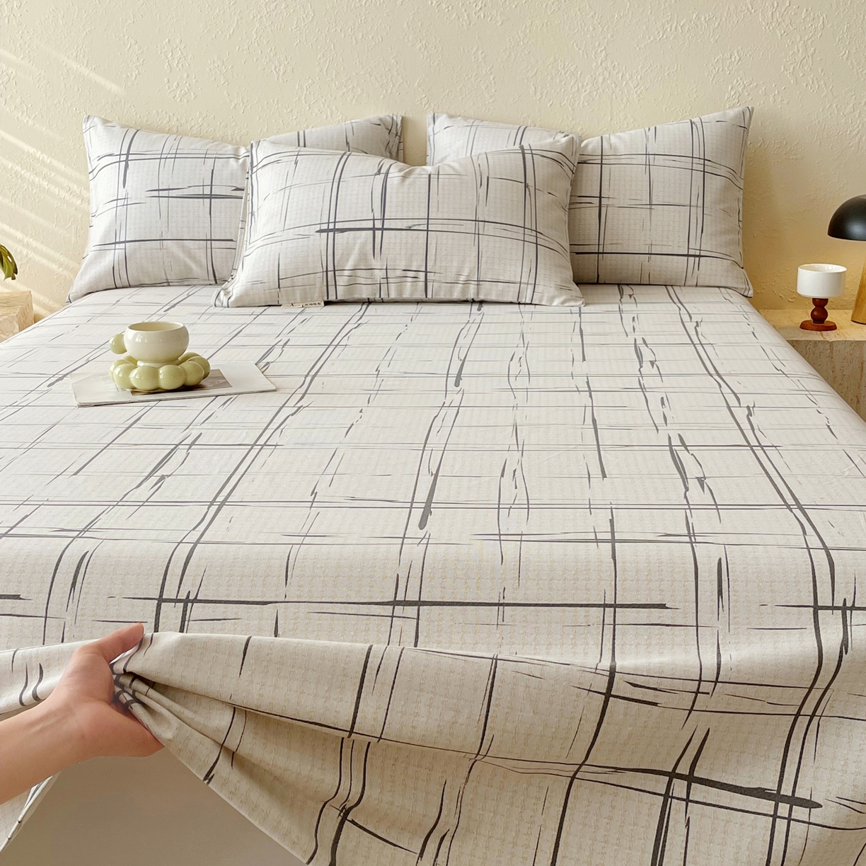 91家纺网 家纺一手货源 找家纺 春皖家纺 2026春夏新品简约款老粗布系列床单单品床单床单单件 素简