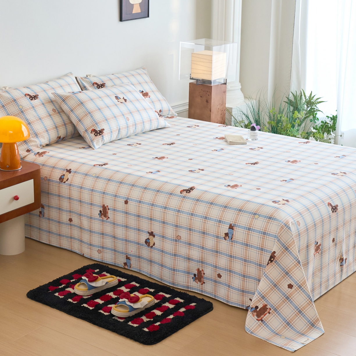 91家纺网 家纺一手货源 找家纺 春皖家纺 2026春夏新品简约款老粗布系列床单单品床单床单单件 听枫