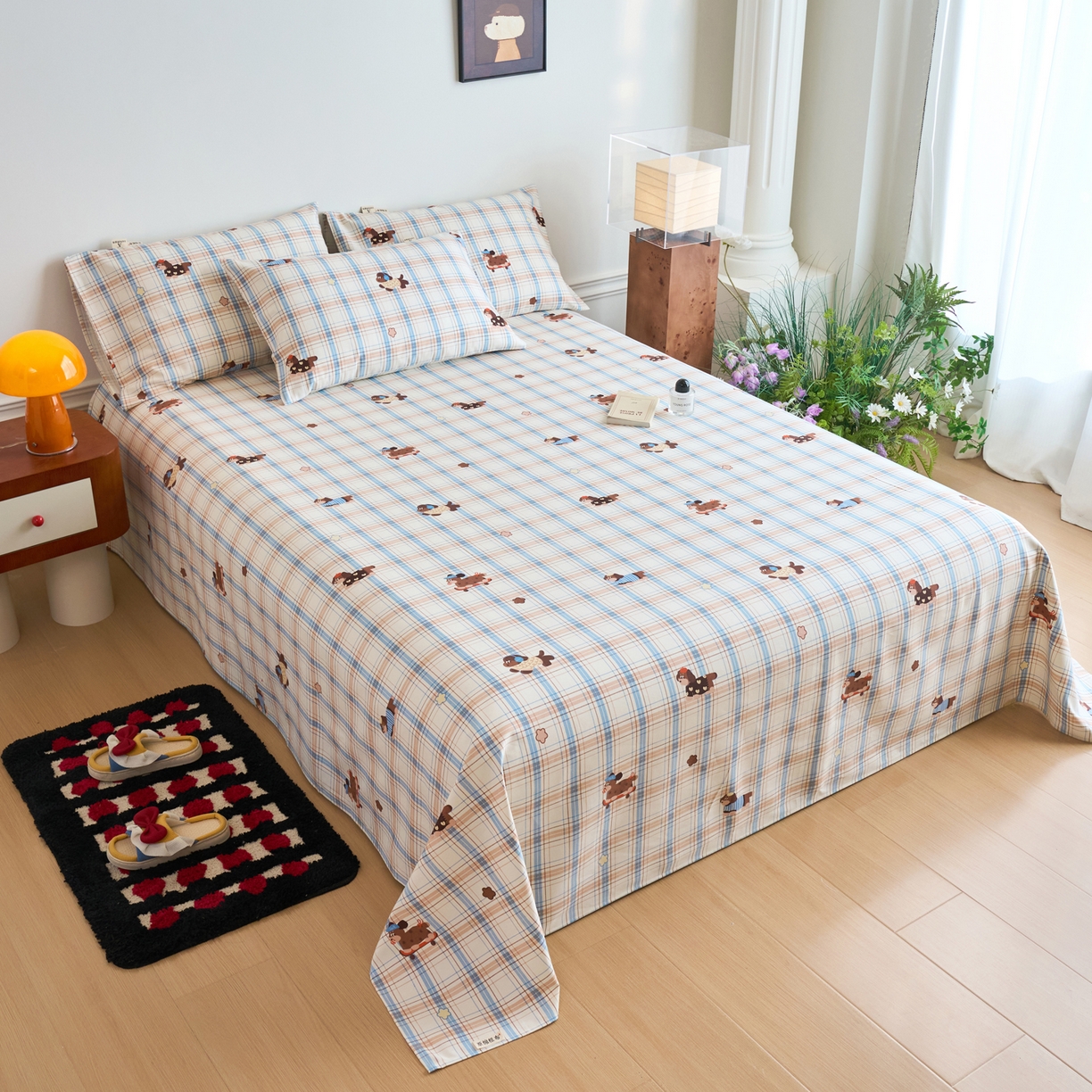 91家纺网 家纺一手货源 找家纺 春皖家纺 2026春夏新品简约款老粗布系列床单单品床单床单单件 听枫