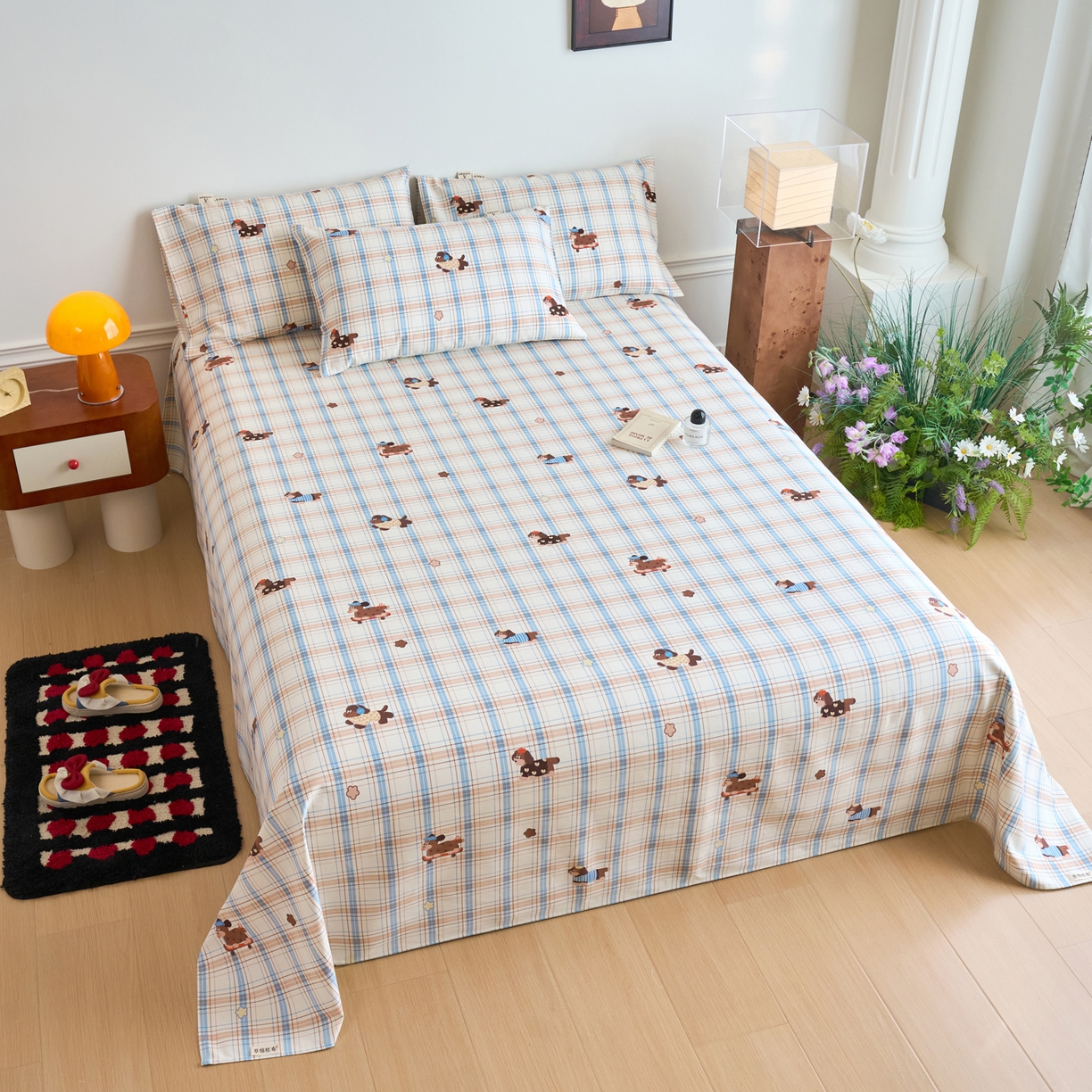 91家纺网 家纺一手货源 找家纺 春皖家纺 2026春夏新品简约款老粗布系列床单单品床单床单单件 听枫