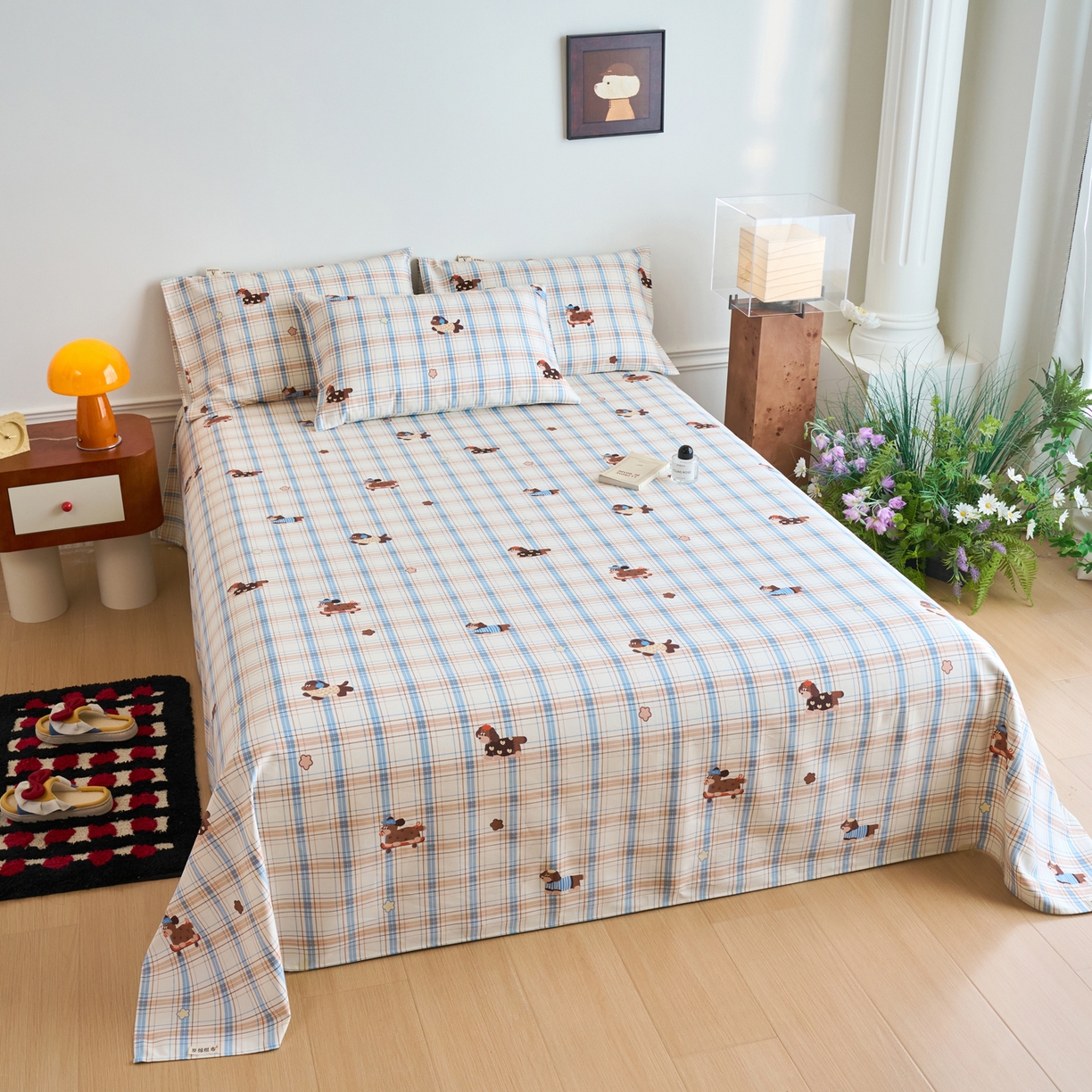 91家纺网 家纺一手货源 找家纺 春皖家纺 2026春夏新品简约款老粗布系列床单单品床单床单单件 听枫