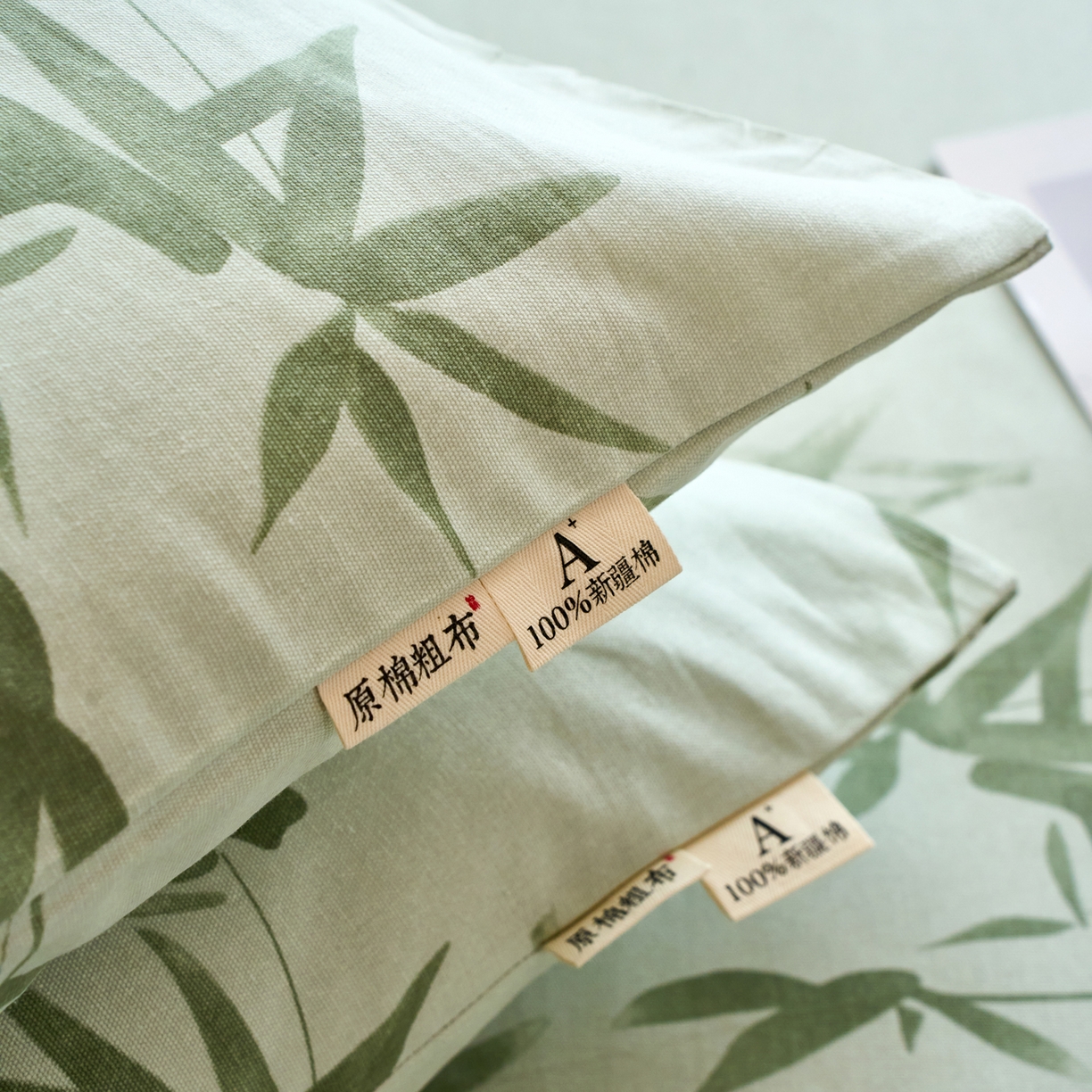 91家纺网 家纺一手货源 找家纺 春皖家纺 2026春夏新品简约款老粗布系列枕套单品单枕套 枕套单件 竹影（无印款）