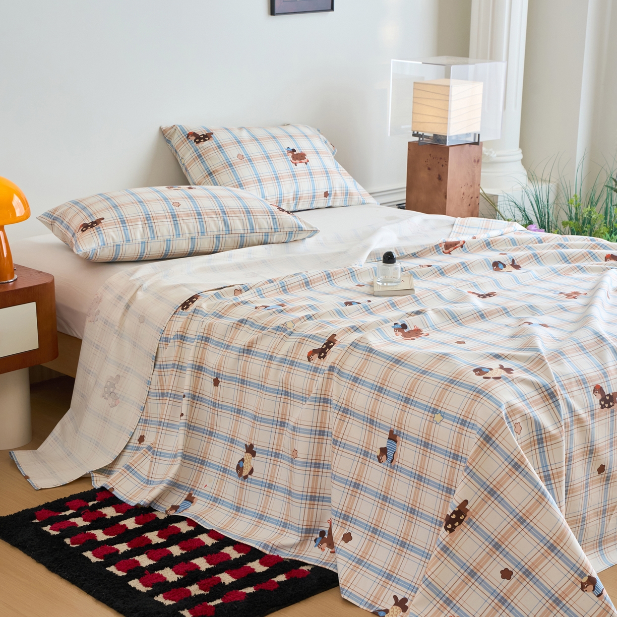 91家纺网 家纺一手货源 找家纺 春皖家纺 2026春夏新品简约款老粗布系列床单单品床单床单单件 听枫