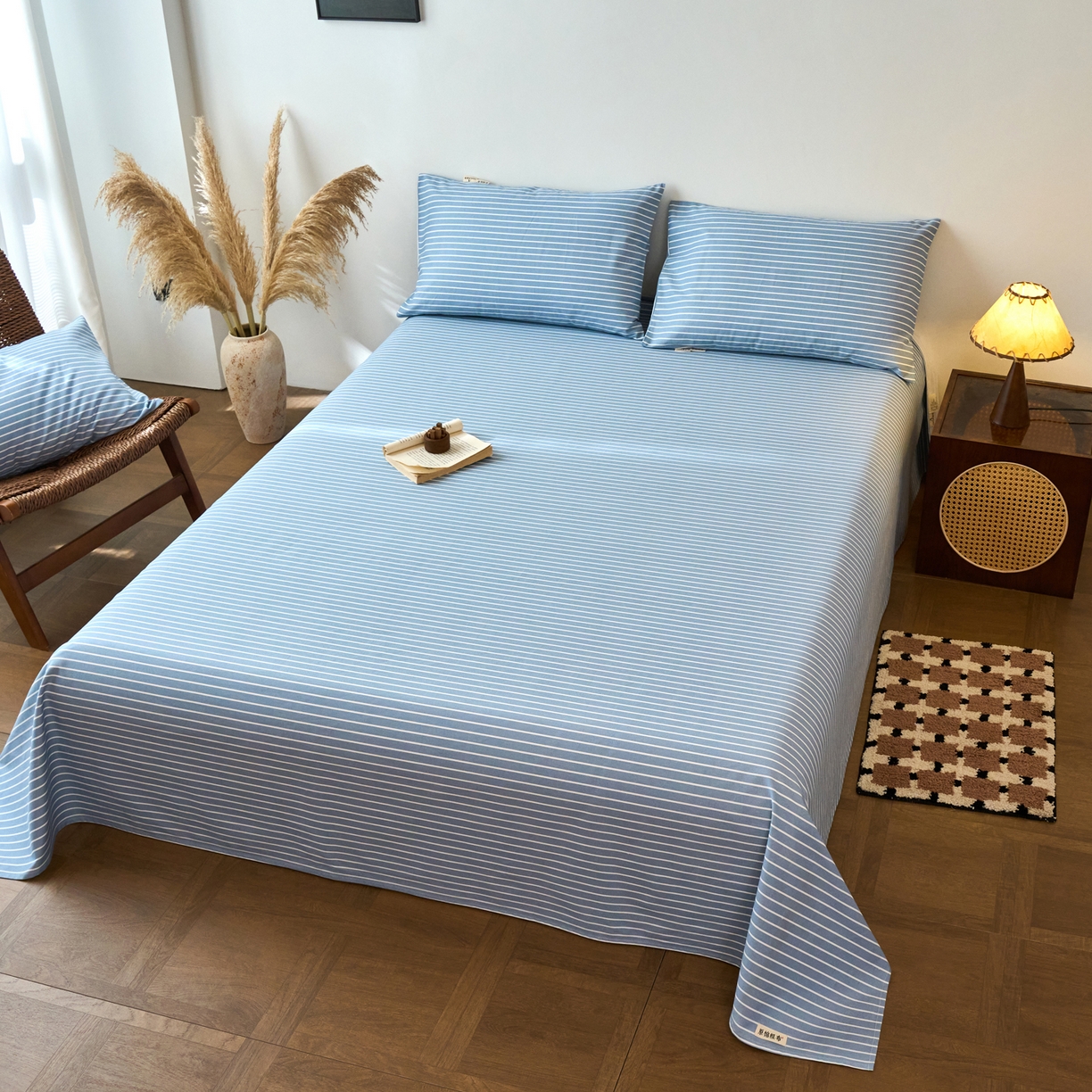 91家纺网 家纺一手货源 找家纺 春皖家纺 2026春夏新品简约款老粗布系列床单单品床单床单单件 细川-聚