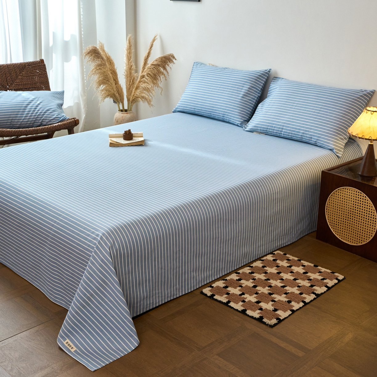 91家纺网 家纺一手货源 找家纺 春皖家纺 2026春夏新品简约款老粗布系列床单单品床单床单单件 细川-聚