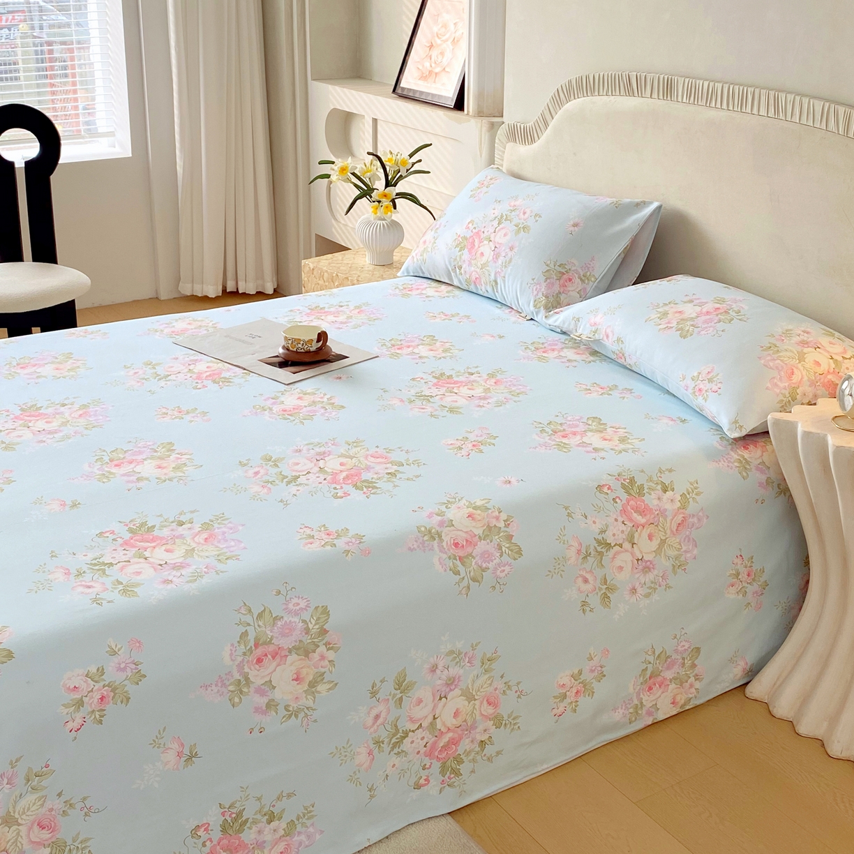 91家纺网 家纺一手货源 找家纺 春皖家纺 2026春夏新品简约款老粗布系列床单单品床单床单单件 向晚