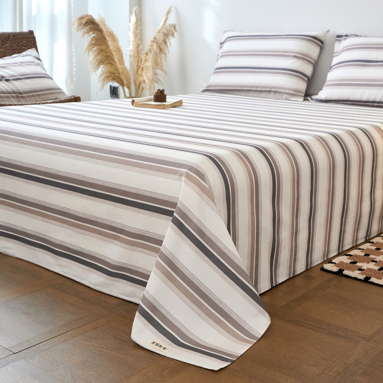 91家纺网 家纺一手货源 找家纺 春皖家纺 2026春夏新品简约款老粗布系列床单单品床单床单单件 星纬