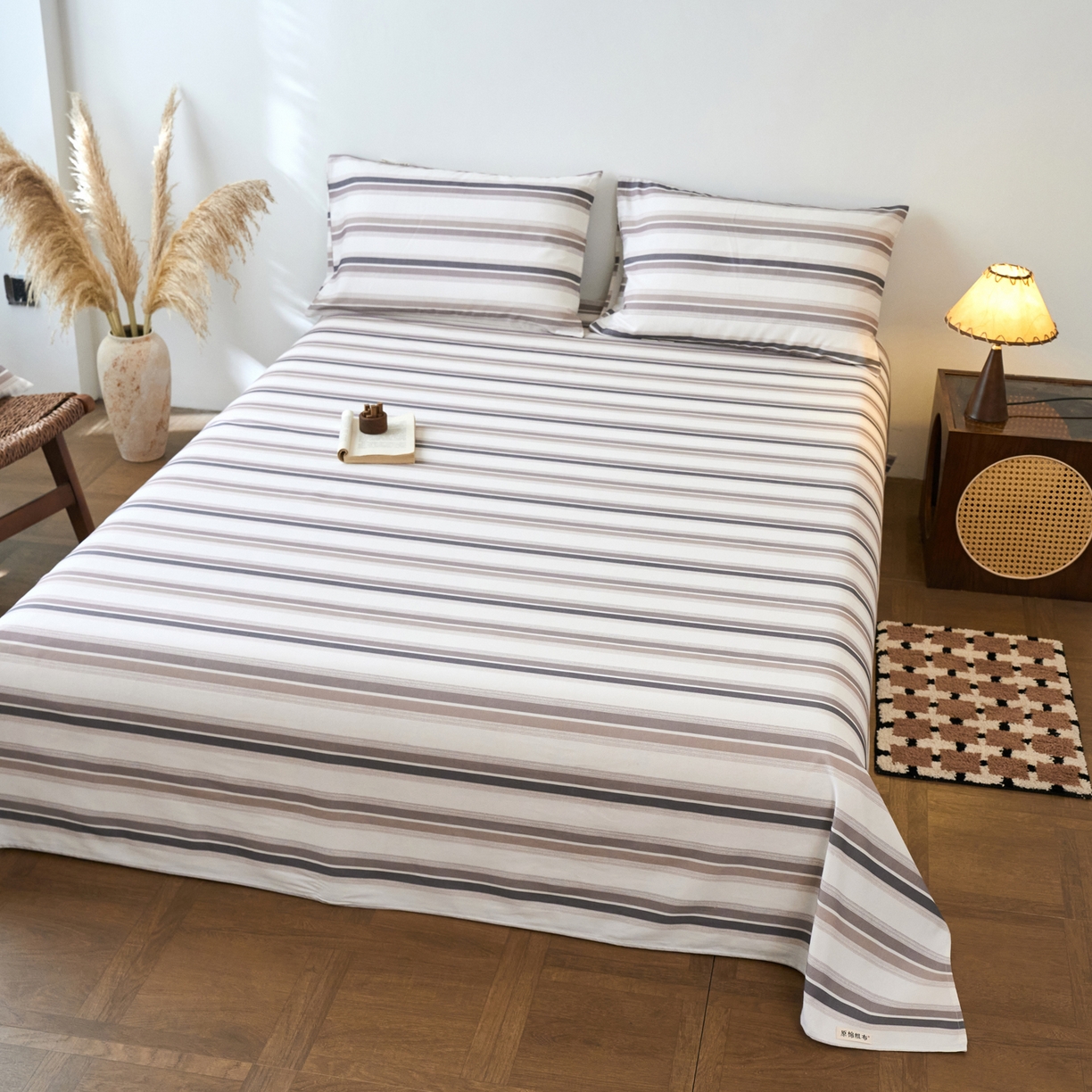 91家纺网 家纺一手货源 找家纺 春皖家纺 2026春夏新品简约款老粗布系列床单单品床单床单单件 星纬