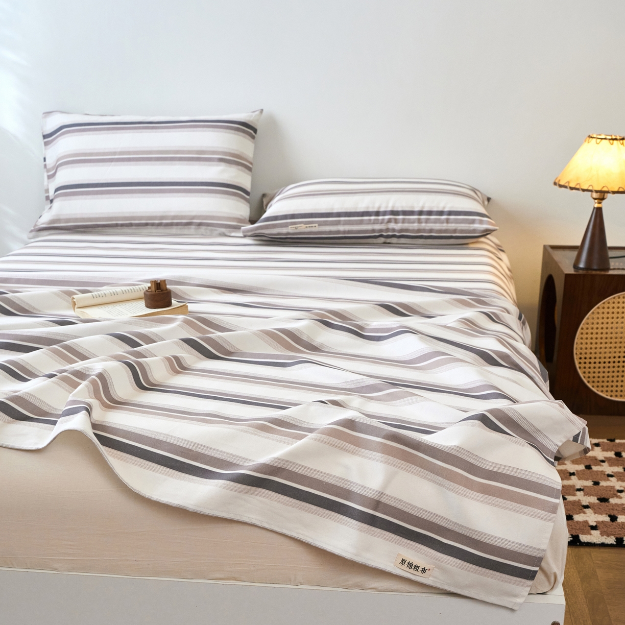 91家纺网 家纺一手货源 找家纺 春皖家纺 2026春夏新品简约款老粗布系列床单单品床单床单单件 星纬