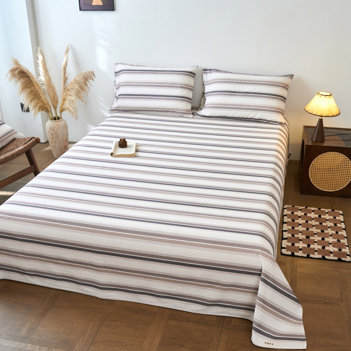 91家纺网 家纺一手货源 找家纺 春皖家纺 2026春夏新品简约款老粗布系列床单单品床单床单单件 星纬