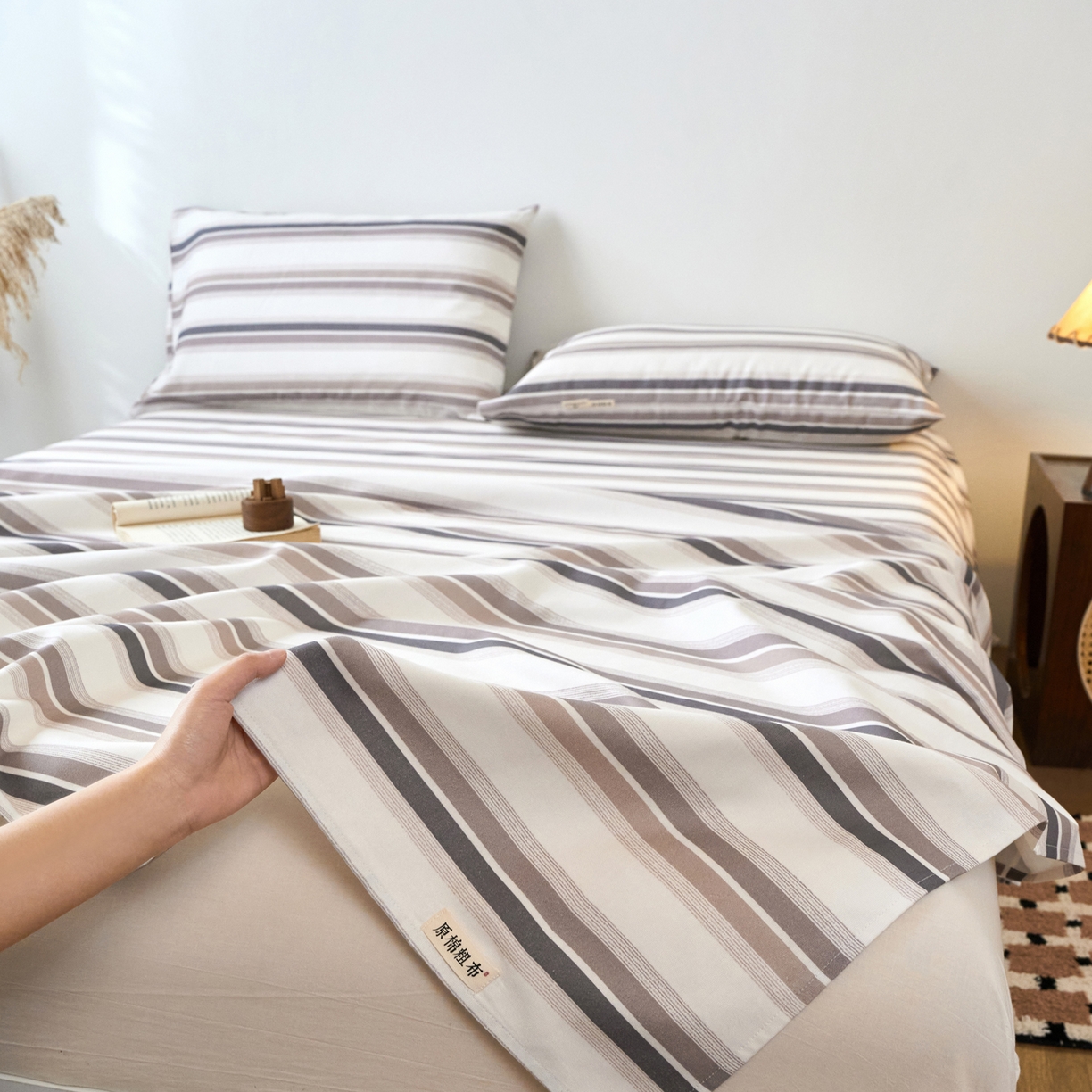91家纺网 家纺一手货源 找家纺 春皖家纺 2026春夏新品简约款老粗布系列床单单品床单床单单件 星纬