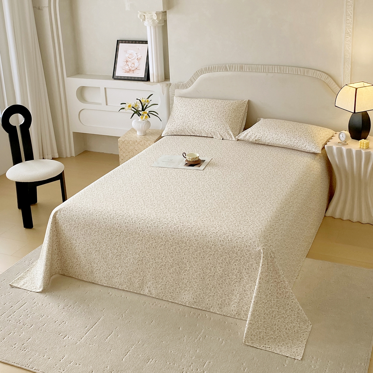 91家纺网 家纺一手货源 找家纺 春皖家纺 2026春夏新品简约款老粗布系列床单单品床单床单单件 醒风