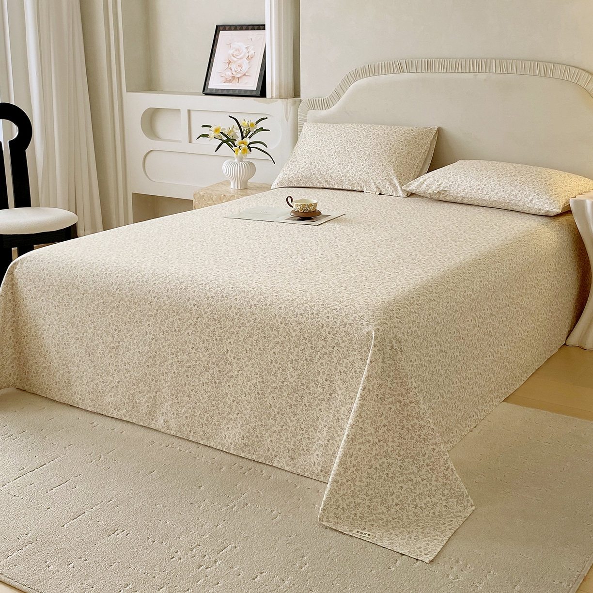 91家纺网 家纺一手货源 找家纺 春皖家纺 2026春夏新品简约款老粗布系列床单单品床单床单单件 醒风