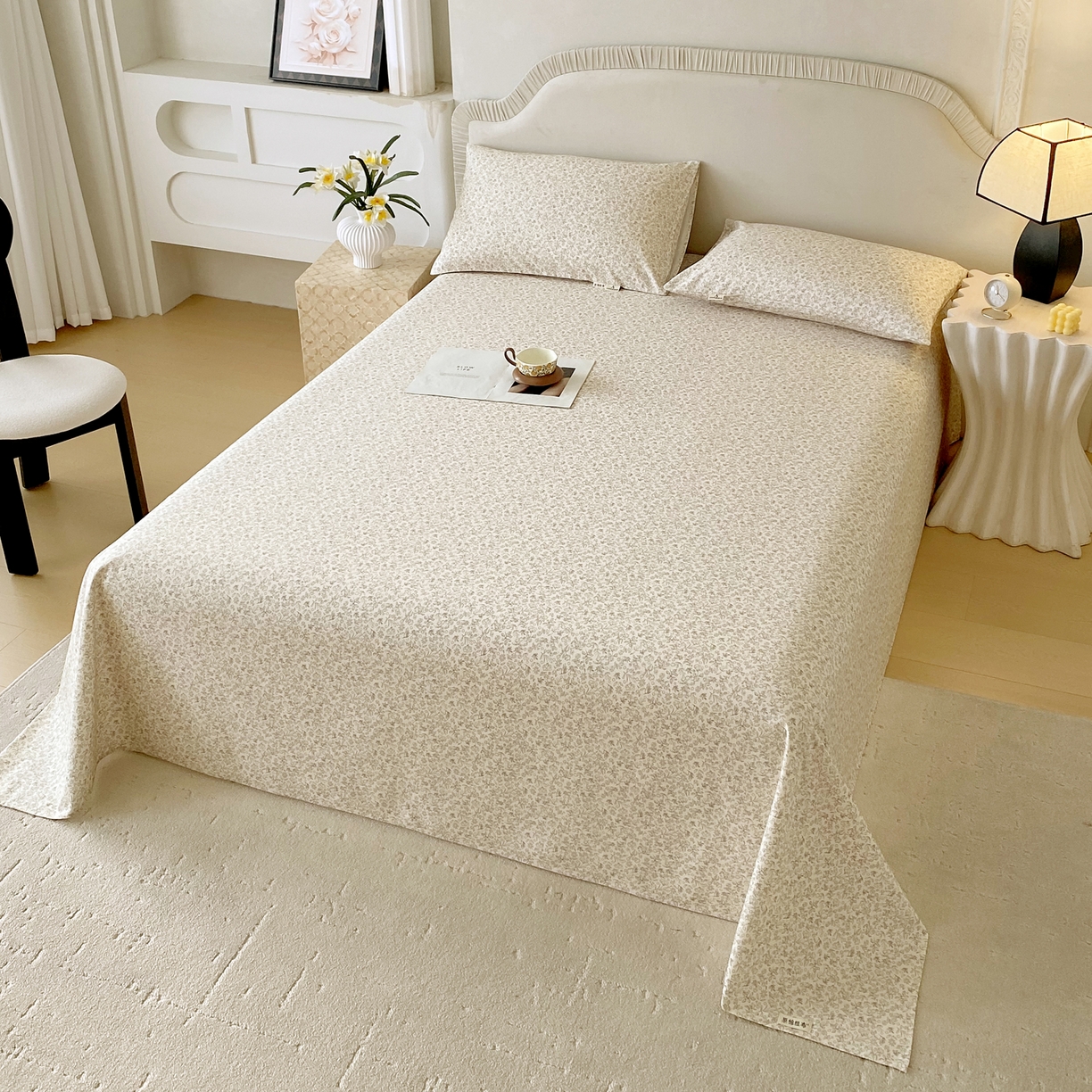 91家纺网 家纺一手货源 找家纺 春皖家纺 2026春夏新品简约款老粗布系列床单单品床单床单单件 醒风