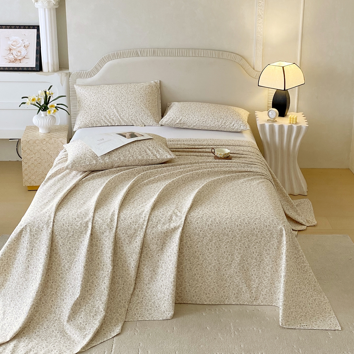 91家纺网 家纺一手货源 找家纺 春皖家纺 2026春夏新品简约款老粗布系列床单单品床单床单单件 醒风