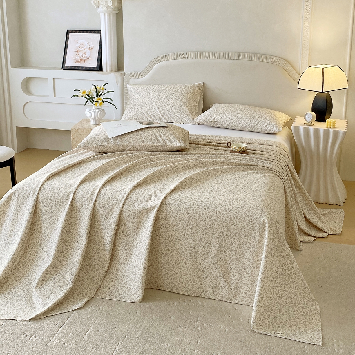 91家纺网 家纺一手货源 找家纺 春皖家纺 2026春夏新品简约款老粗布系列床单单品床单床单单件 醒风