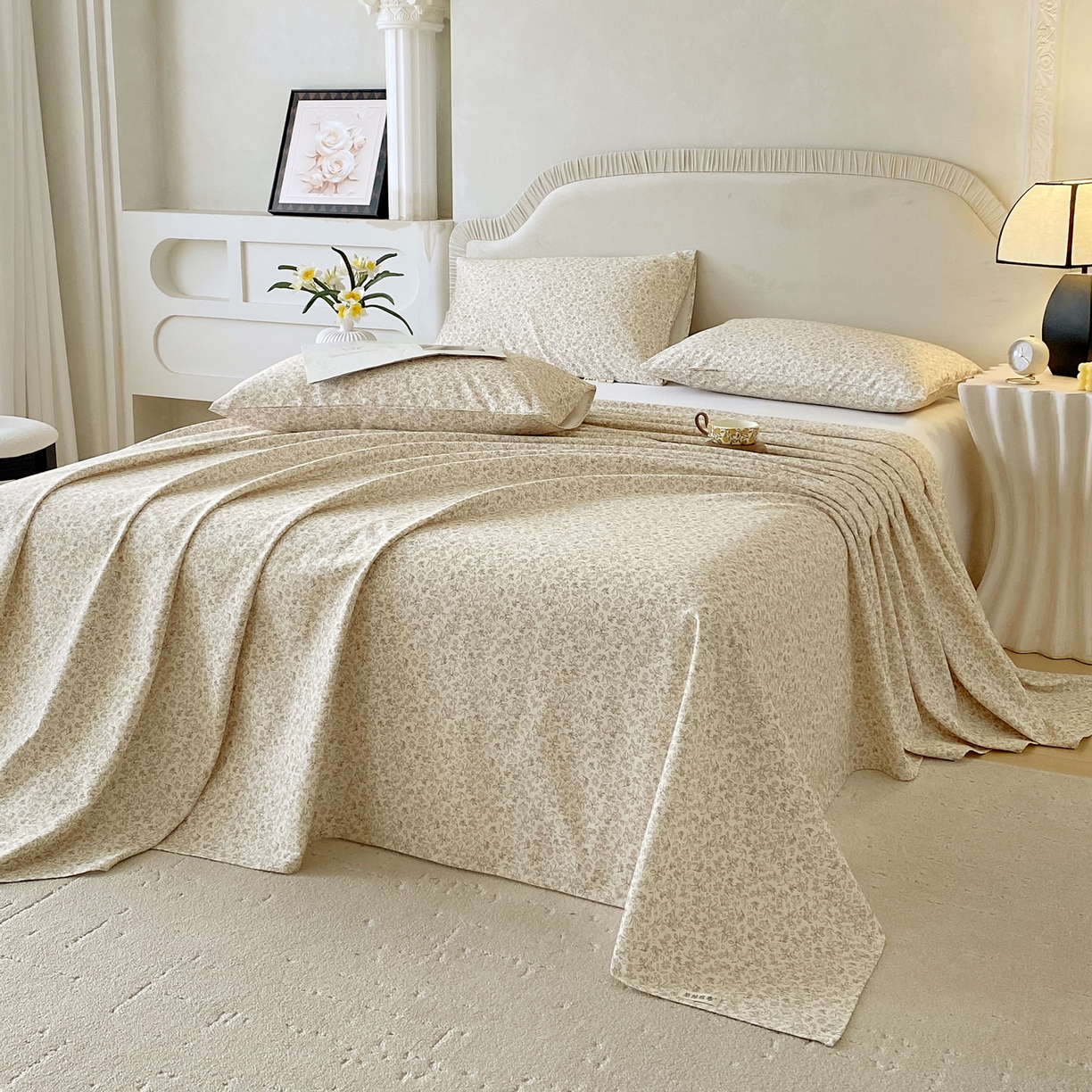 91家纺网 家纺一手货源 找家纺 春皖家纺 2026春夏新品简约款老粗布系列床单单品床单床单单件 醒风