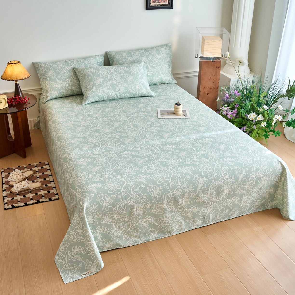 91家纺网 家纺一手货源 找家纺 春皖家纺 2026春夏新品简约款老粗布系列床单单品床单床单单件 意禾Y