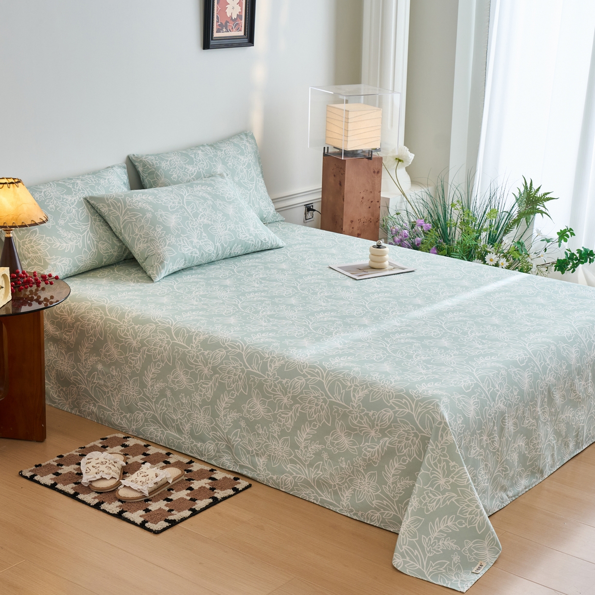 91家纺网 家纺一手货源 找家纺 春皖家纺 2026春夏新品简约款老粗布系列床单单品床单床单单件 意禾Y