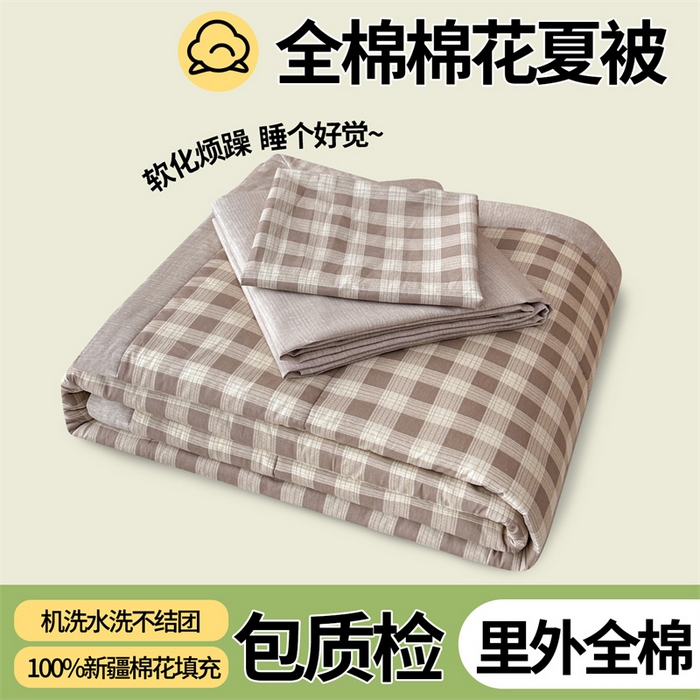 91家纺网 家纺一手货源 找家纺 （总）尊妙被业 2026新款里外全棉100%新疆棉花夏被被子被芯-简约风