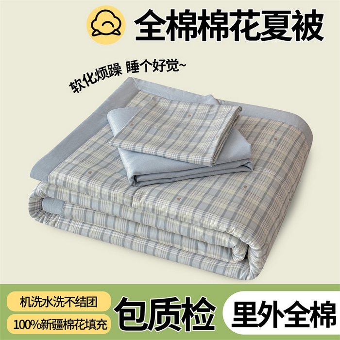 91家纺网 家纺一手货源 找家纺 （总）尊妙被业 2026新款里外全棉100%新疆棉花夏被被子被芯-简约风
