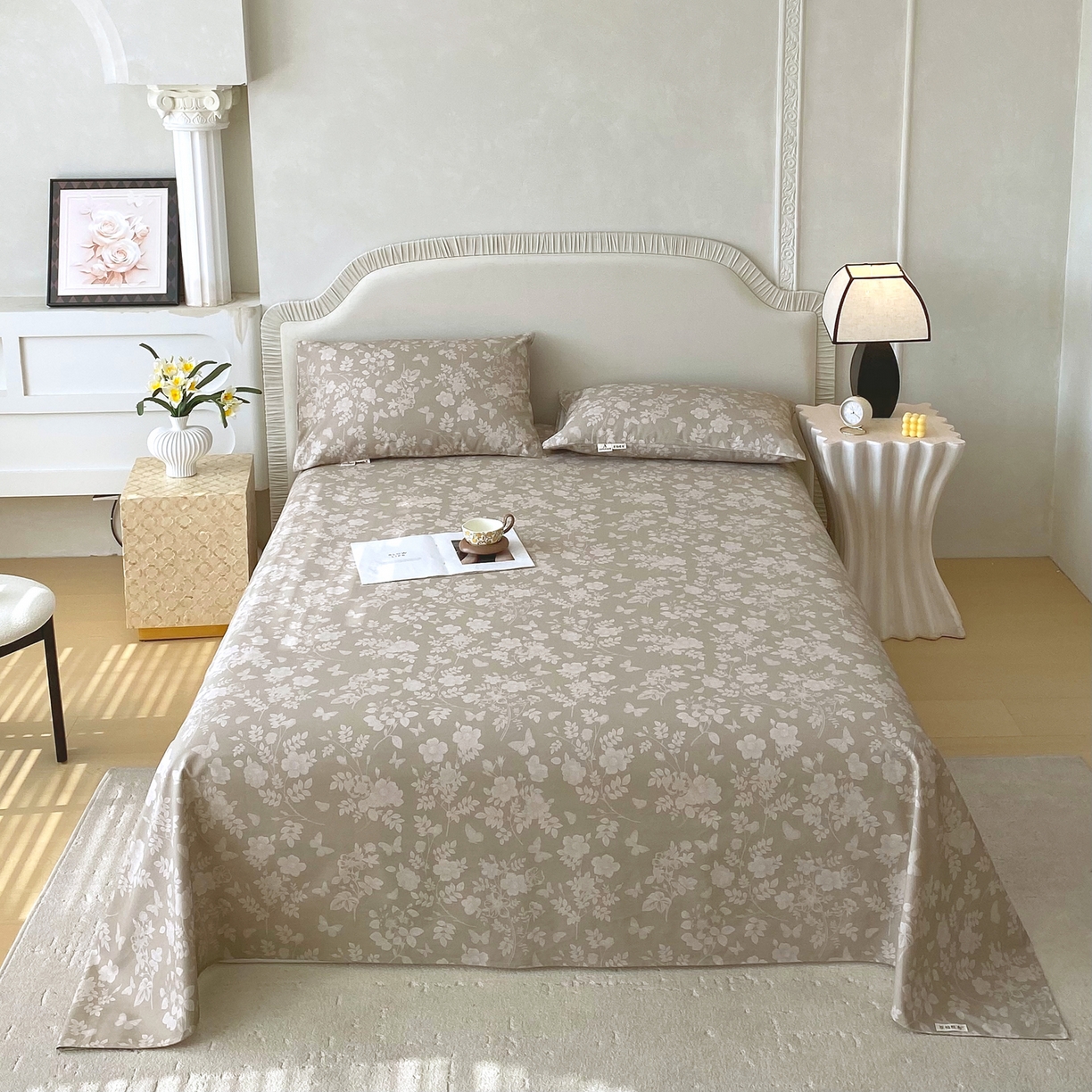 春皖家纺 2026春夏新品简约款老粗布系列床单单品床单床单单件 幽色