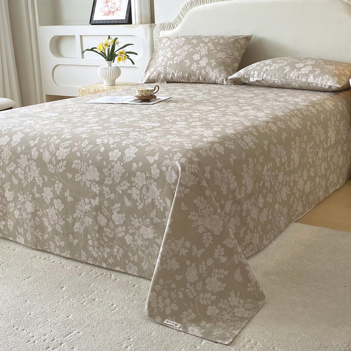 91家纺网 家纺一手货源 找家纺 春皖家纺 2026春夏新品简约款老粗布系列床单单品床单床单单件 幽色