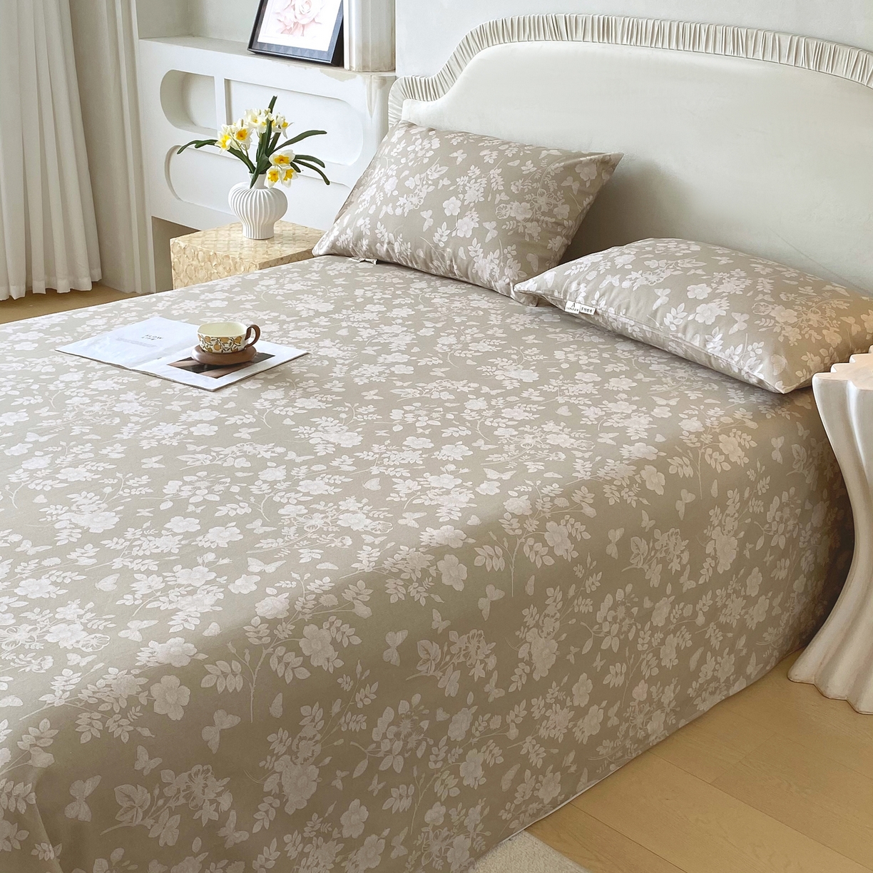 91家纺网 家纺一手货源 找家纺 春皖家纺 2026春夏新品简约款老粗布系列床单单品床单床单单件 幽色