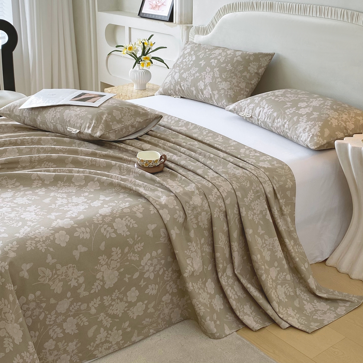 91家纺网 家纺一手货源 找家纺 春皖家纺 2026春夏新品简约款老粗布系列床单单品床单床单单件 幽色