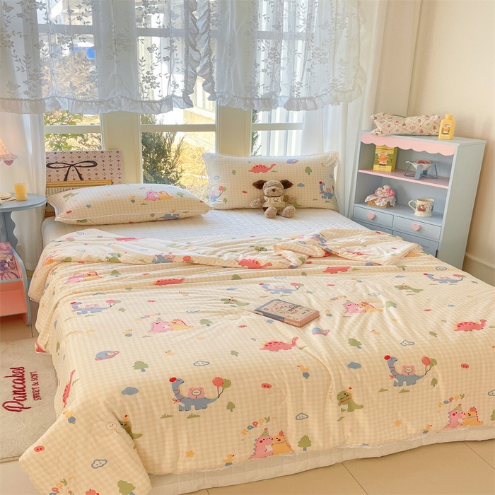 91家纺网 家纺一手货源 找家纺 2026新款A类针织棉被芯夏凉被春秋被冬被儿童学生成人冬被加厚被子大豆被—影棚图 格子恐龙