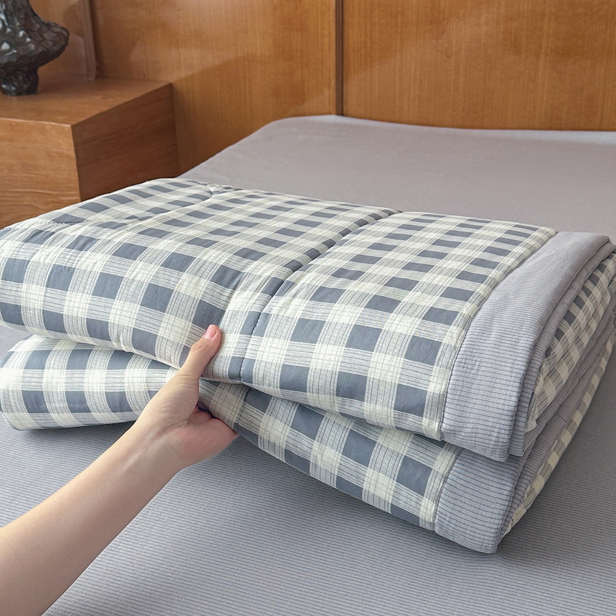 91家纺网 家纺一手货源 找家纺 （总）尊妙被业 2026新款里外全棉100%新疆棉花夏被被子被芯-简约风