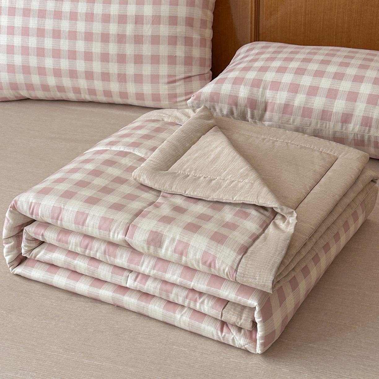 91家纺网 家纺一手货源 找家纺 尊妙被业 2026新款里外全棉100%新疆棉花夏被被子被芯-简约风 格瑞-粉