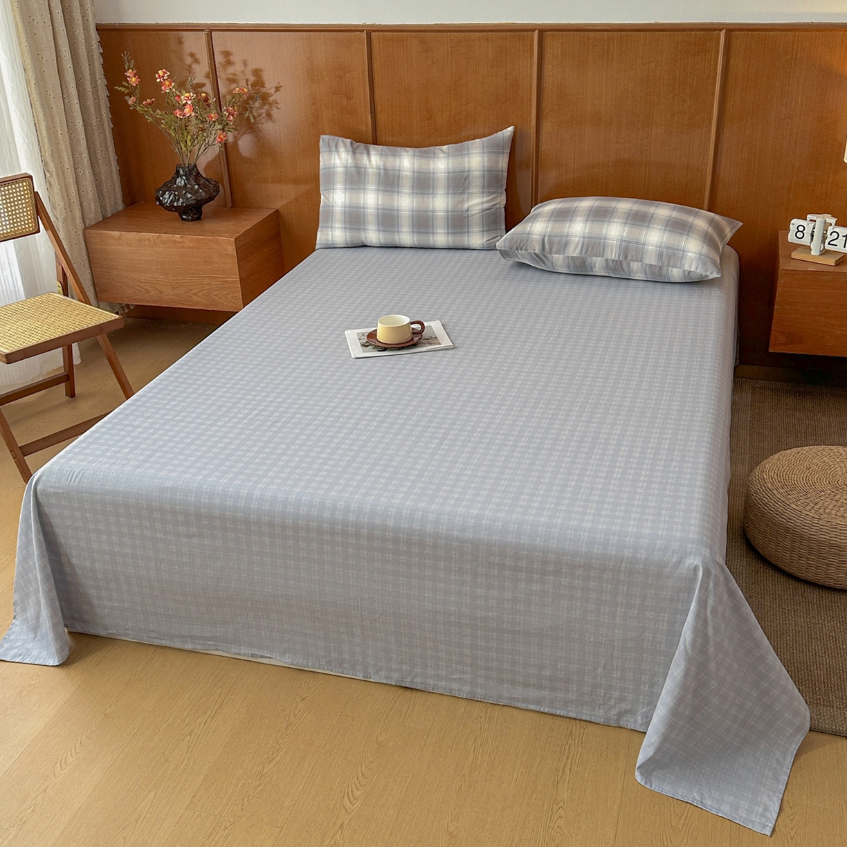 91家纺网 家纺一手货源 找家纺 尊妙被业 2026新款里外全棉100%新疆棉花夏被被子被芯-简约风 摩卡条纹-蓝