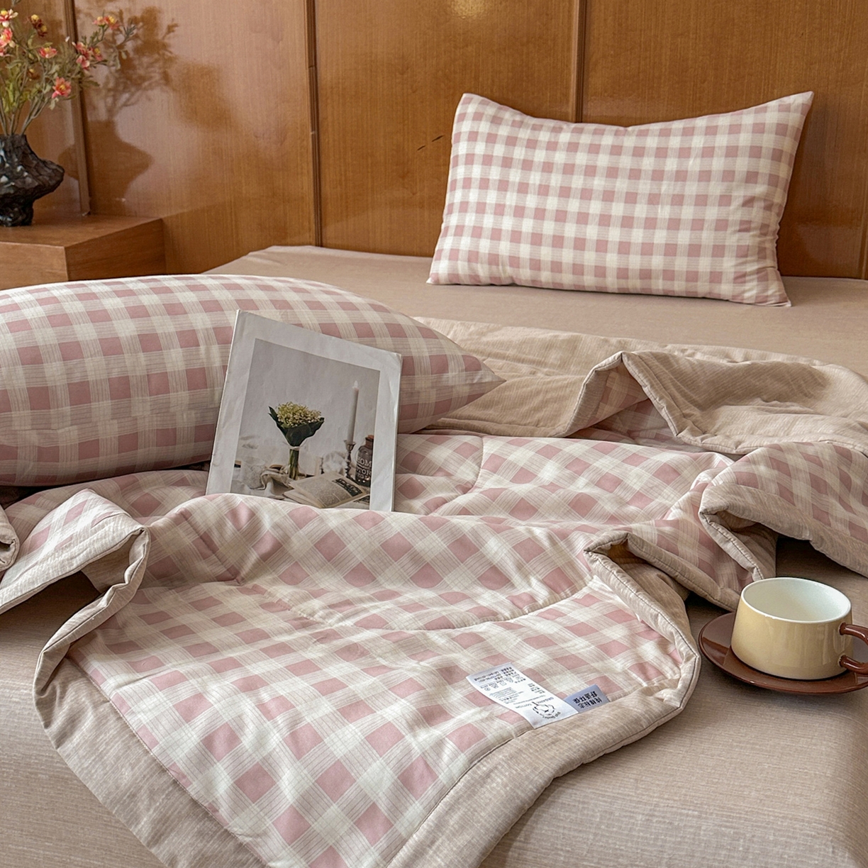 91家纺网 家纺一手货源 找家纺 尊妙被业 2026新款里外全棉100%新疆棉花夏被被子被芯-简约风 格瑞-粉