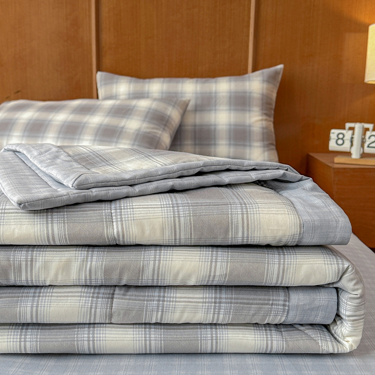 91家纺网 家纺一手货源 找家纺 尊妙被业 2026新款里外全棉100%新疆棉花夏被被子被芯-简约风 摩卡条纹-蓝