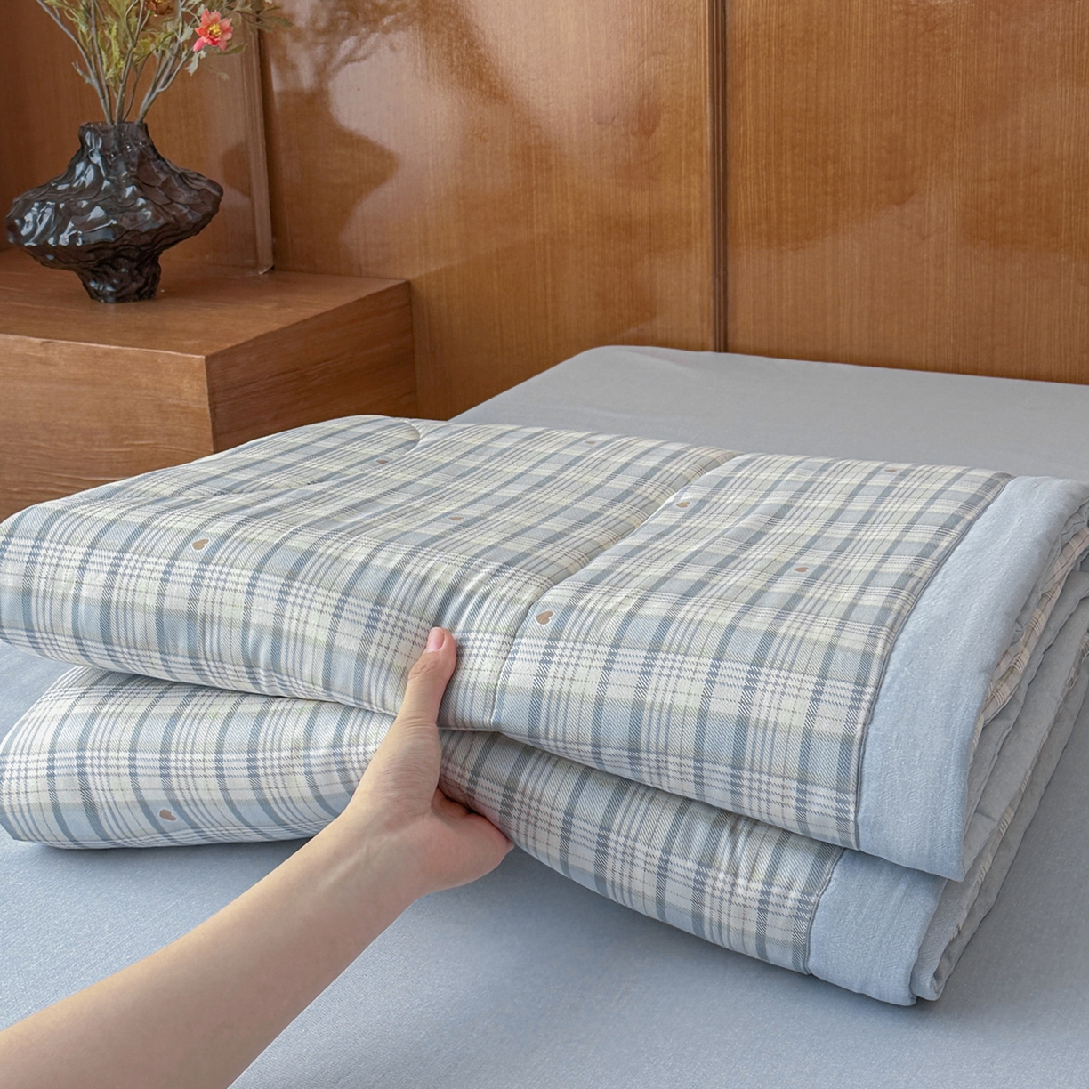 91家纺网 家纺一手货源 找家纺 尊妙被业 2026新款里外全棉100%新疆棉花夏被被子被芯-简约风 坐标虹-灰