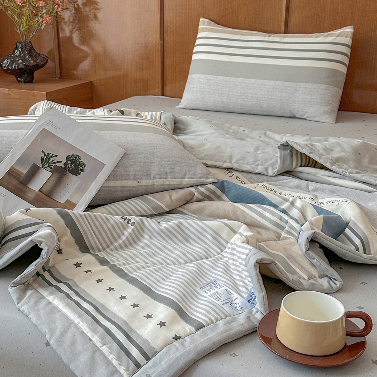 91家纺网 家纺一手货源 找家纺 尊妙被业 2026新款里外全棉100%新疆棉花夏被被子被芯-简约风 素纹小伴-兰