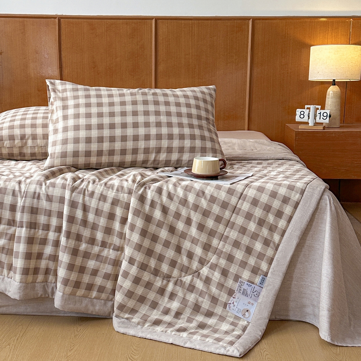 91家纺网 家纺一手货源 找家纺 尊妙被业 2026新款里外全棉100%新疆棉花夏被被子被芯-简约风 格瑞-咖