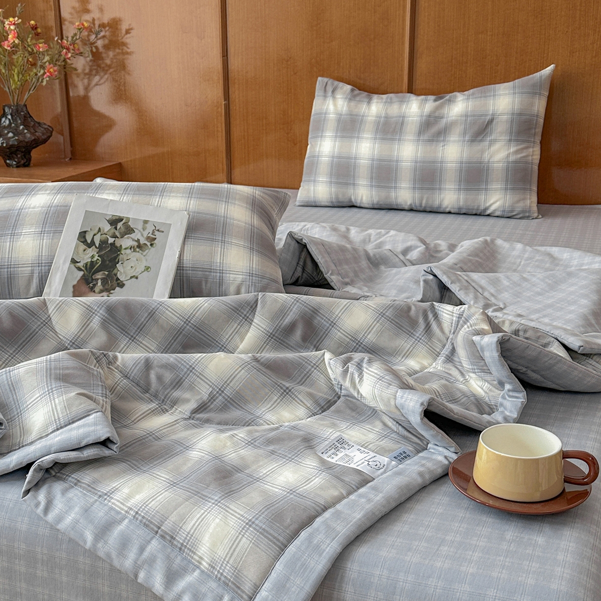 91家纺网 家纺一手货源 找家纺 尊妙被业 2026新款里外全棉100%新疆棉花夏被被子被芯-简约风 摩卡条纹-蓝