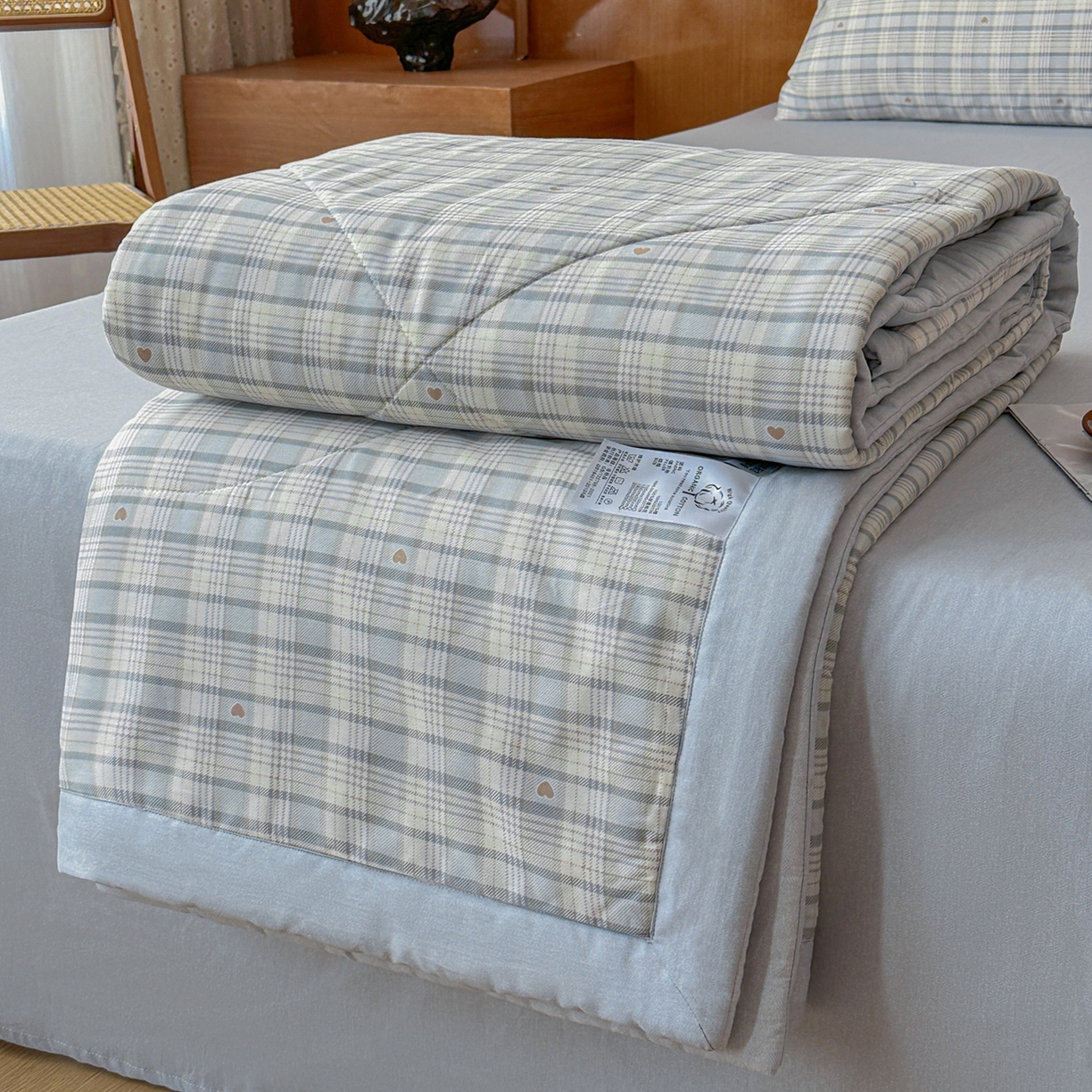 91家纺网 家纺一手货源 找家纺 尊妙被业 2026新款里外全棉100%新疆棉花夏被被子被芯-简约风 坐标虹-灰