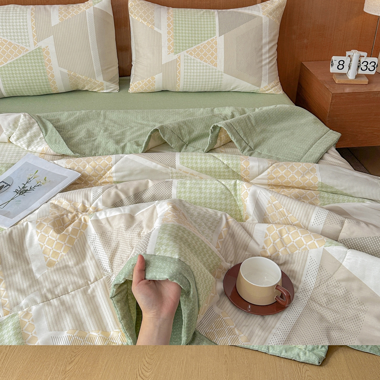 91家纺网 家纺一手货源 找家纺 尊妙被业 2026新款里外全棉100%新疆棉花夏被被子被芯-简约风 六边冰川