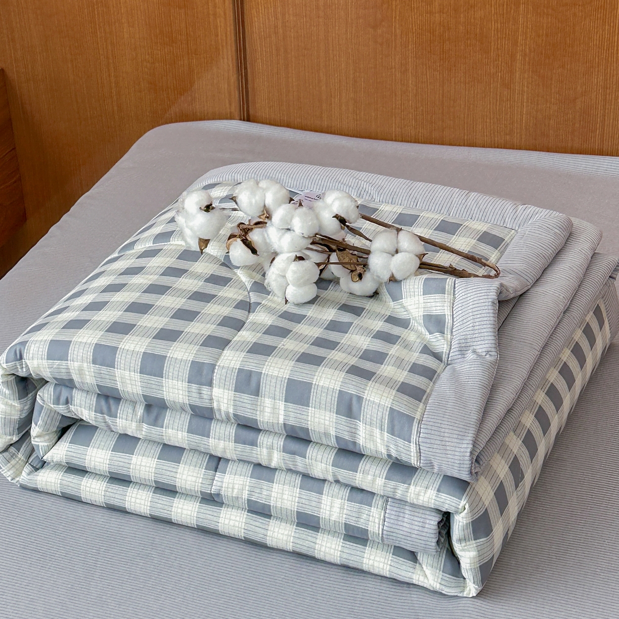 91家纺网 家纺一手货源 找家纺 尊妙被业 2026新款里外全棉100%新疆棉花夏被被子被芯-简约风 格瑞