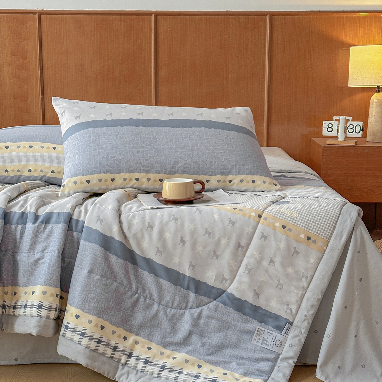 91家纺网 家纺一手货源 找家纺 尊妙被业 2026新款里外全棉100%新疆棉花夏被被子被芯-简约风 蓝星语