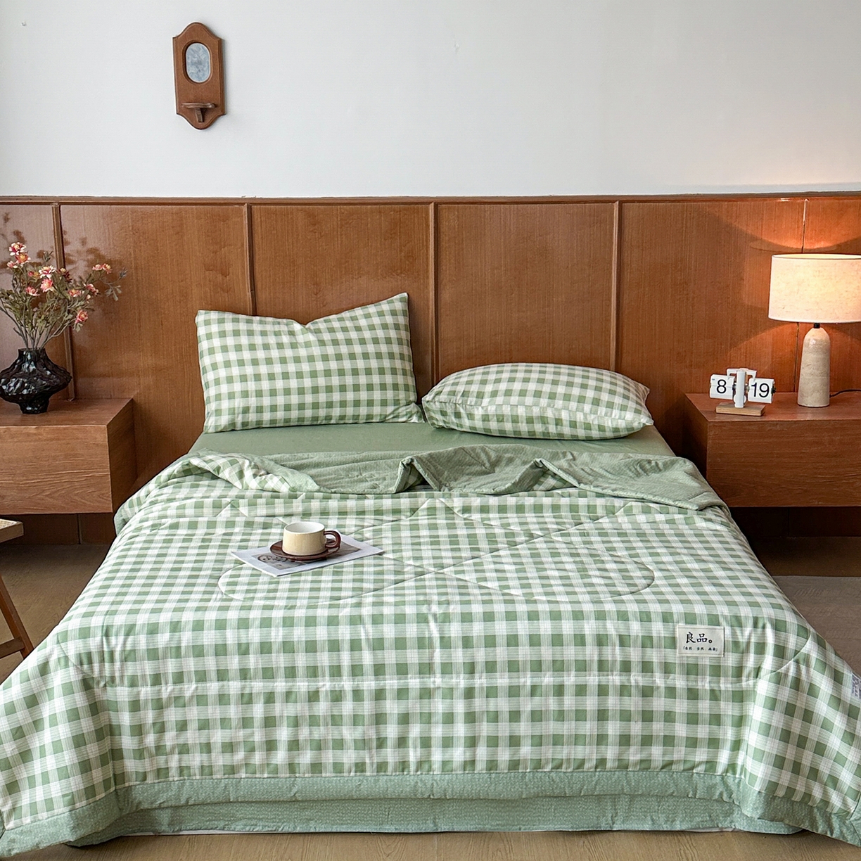 91家纺网 家纺一手货源 找家纺 尊妙被业 2026新款里外全棉100%新疆棉花夏被被子被芯-简约风 格瑞-绿