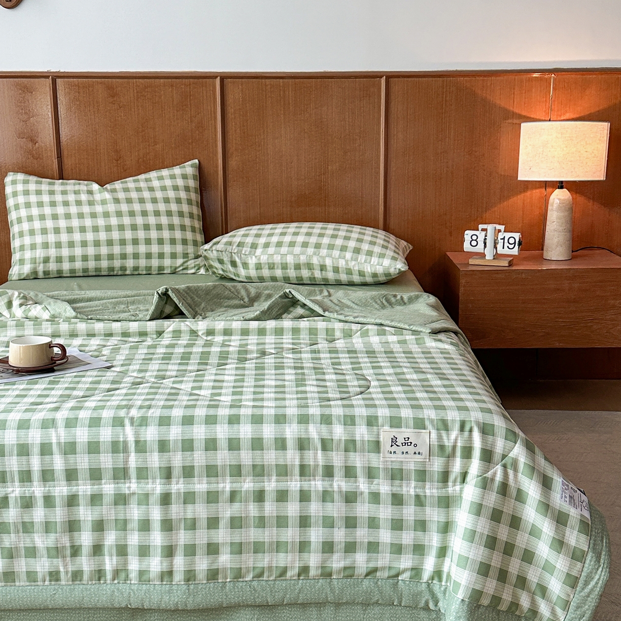 91家纺网 家纺一手货源 找家纺 尊妙被业 2026新款里外全棉100%新疆棉花夏被被子被芯-简约风 格瑞-绿