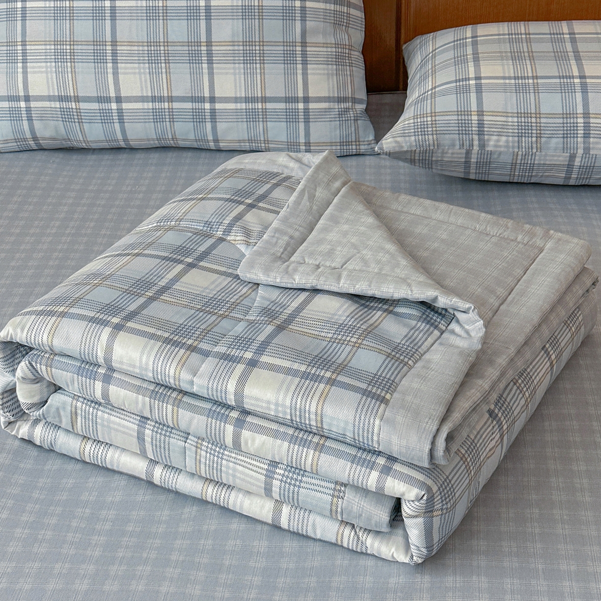 91家纺网 家纺一手货源 找家纺 尊妙被业 2026新款里外全棉100%新疆棉花夏被被子被芯-简约风 棱河