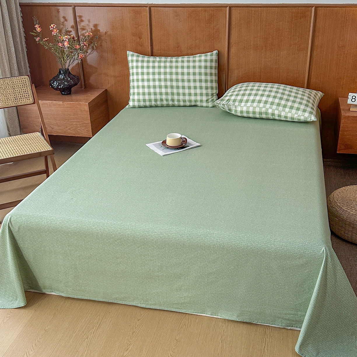 91家纺网 家纺一手货源 找家纺 尊妙被业 2026新款里外全棉100%新疆棉花夏被被子被芯-简约风 格瑞-绿