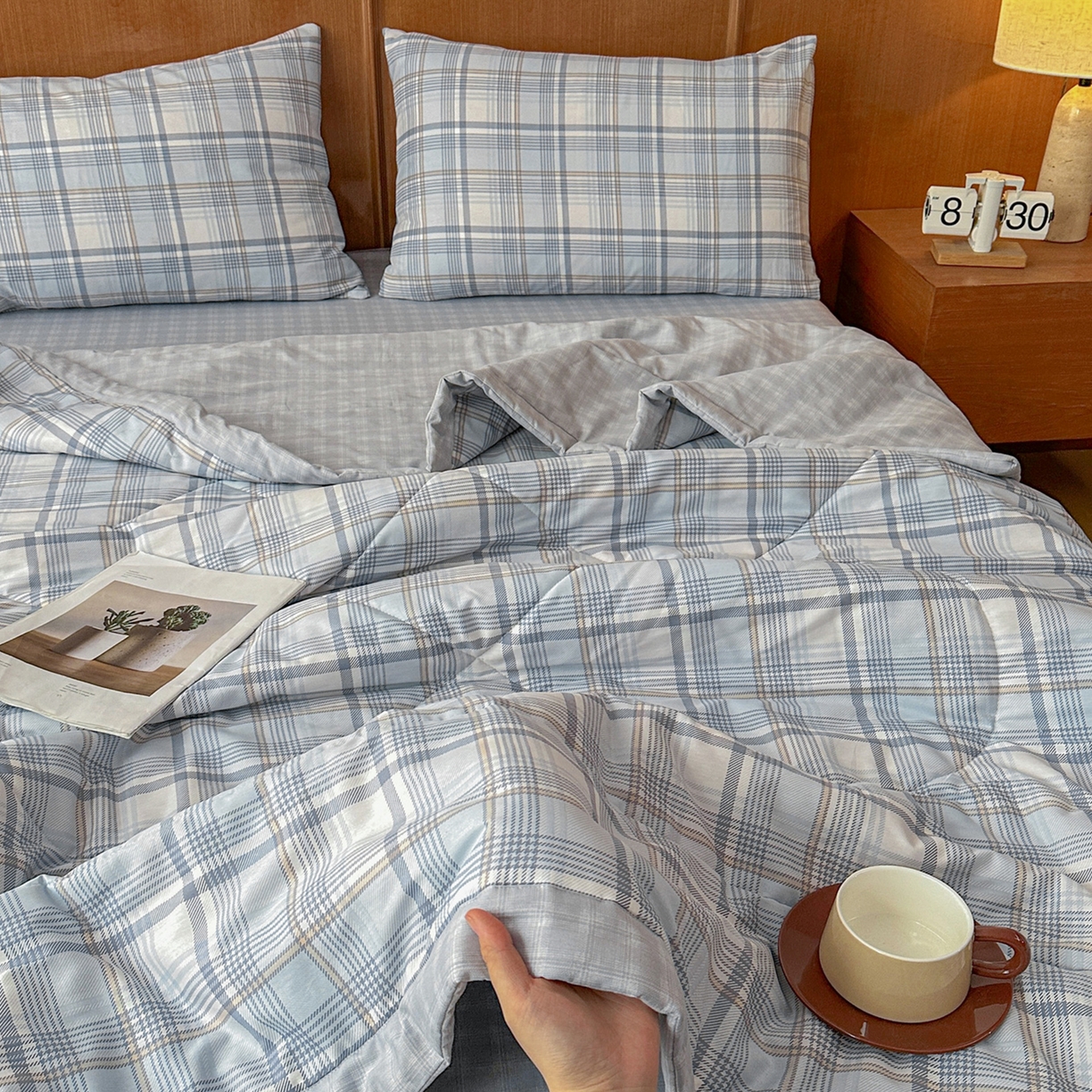 91家纺网 家纺一手货源 找家纺 尊妙被业 2026新款里外全棉100%新疆棉花夏被被子被芯-简约风 棱河